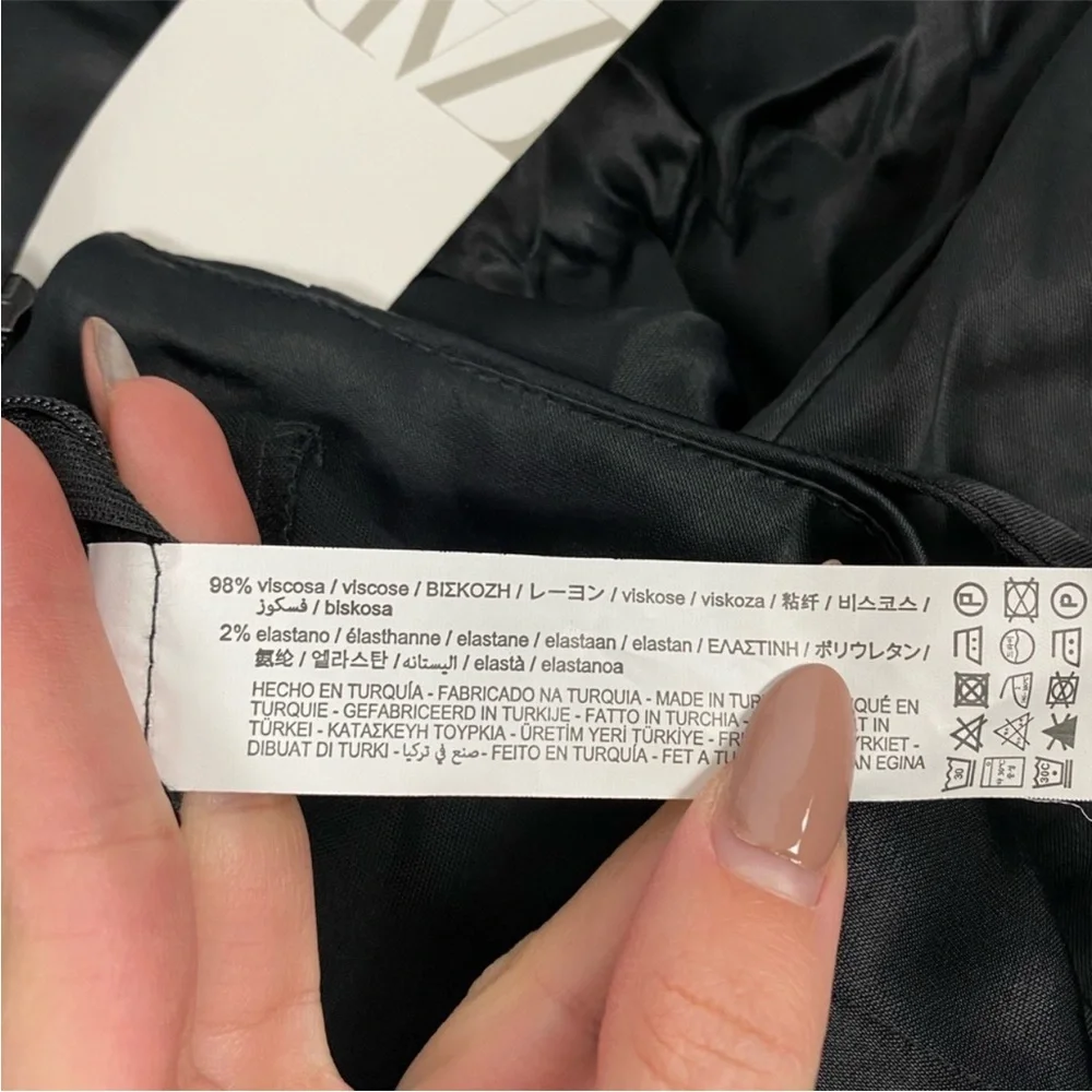 Zara Full Length Satin Trousers Black Size Small - Picture 6 of 6